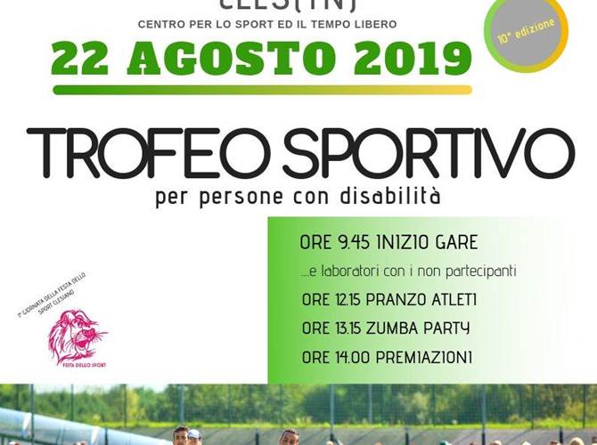 Giovedì 22 agosto, al Centro per lo sport e il tempo libero di Cles, si terrà la decima edizione del Trofeo sportivo per persone con disabilità organizzato dalla cooperativa sociale GSH.