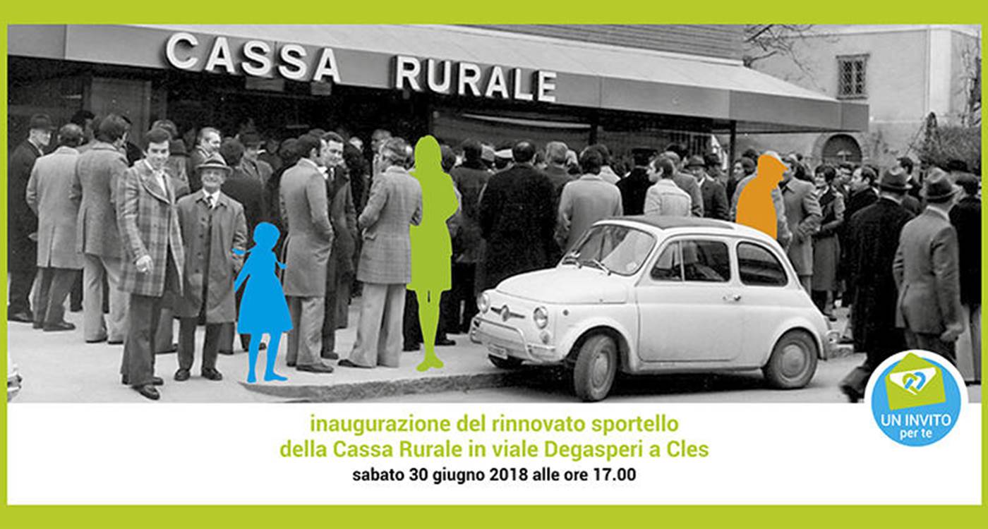 Cassa Rurale Tuenno-Val di Non: sabato l'inaugurazione del rinnovato sportello della Filiale del Viale Degasperi di Cles.