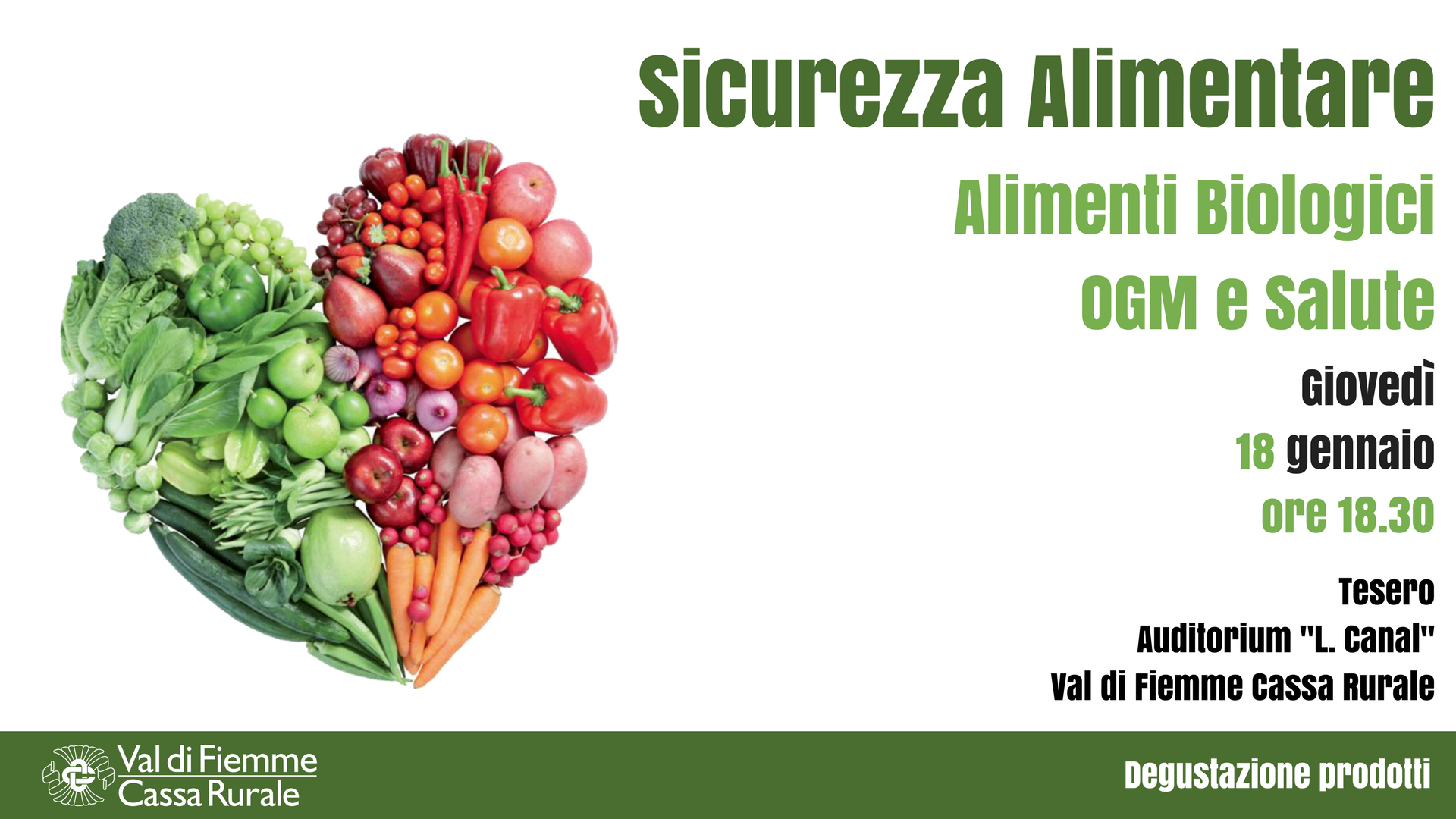 Si parlerà di alimenti biologici, Ogm e salute. L'invito è esteso all’intera comunità della Valle di Fiemme.