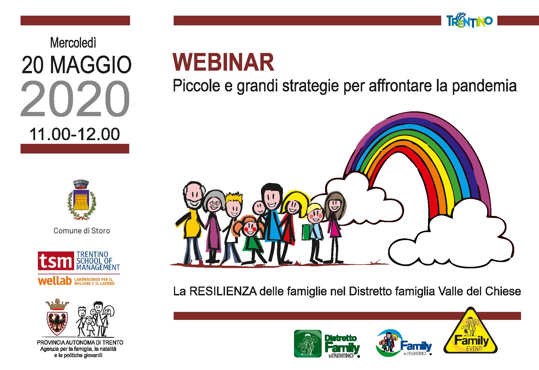 Un ciclo di seminari online per dare voce alle comunità trentine Il primo incontro mercoledì 20 maggio dalle ore 11 alle 12 con il Distretto famiglia Valle del Chiese.