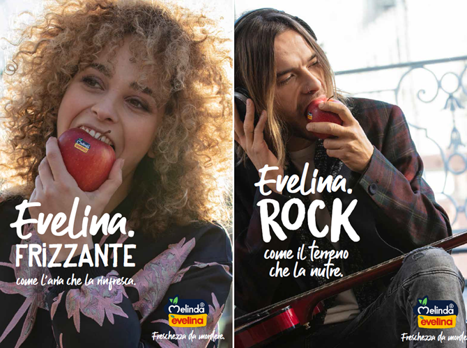 In onda il nuovo spot di Evelina. La mela giovane per chi si sente frizzante e vive rock In Tv, radio e sul web dal 24 febbraio In programma anche una collaborazione con Giallozafferano.