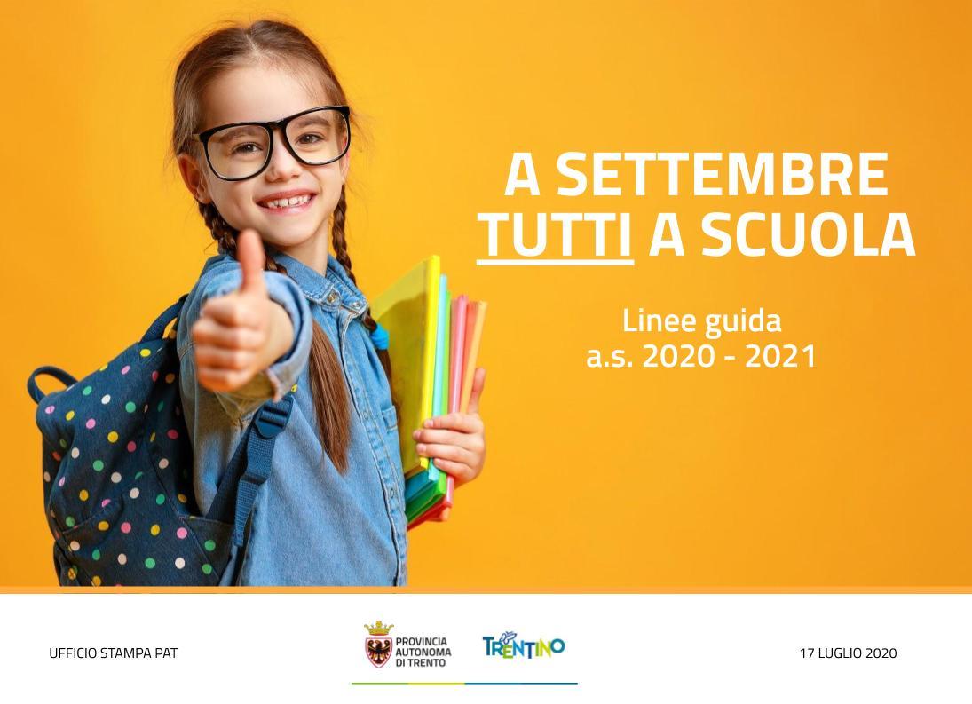 A settembre tutti a scuola Una cosa è certa. A settembre - se le condizioni dell'epidemia saranno le attuali, ovvero con un basso grado di contagio - circa 70.000 studenti della scuola primaria, secondaria di primo e secondo grado, formazione professionale e circa 14.000 bambini della scuola dell'infanzia torneranno sui banchi di scuola del Trentino.