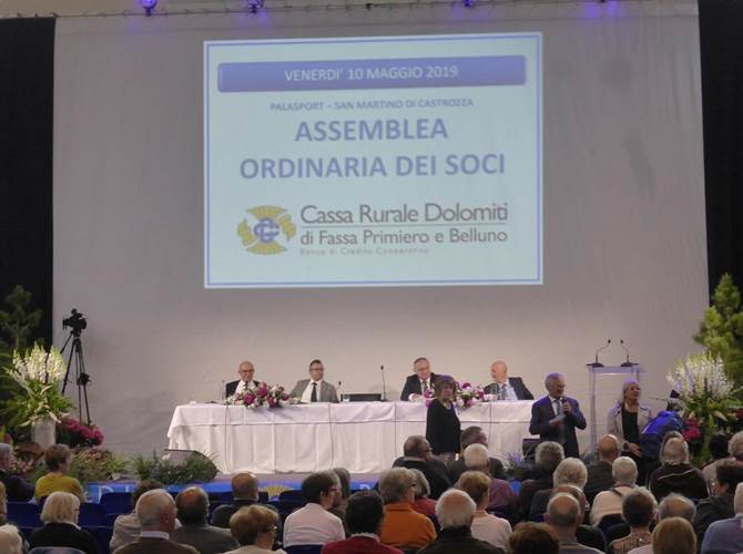 Novecento soci hanno partecipato all’assemblea della Cassa Rurale Dolomiti di Fassa Primiero e Belluno, riunitasi per la prima volta a San Martino di Castrozza.