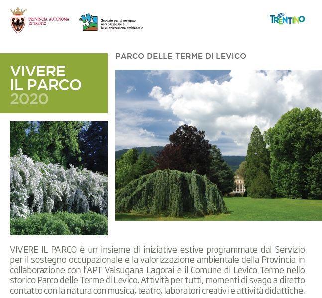 Levico: giovedì a Vivere il Parco i racconti de Il Quadro Parlante Nel Parco delle terme di Levico, giovedì 23 luglio dalle ore 16.00 alle 19.00 proseguono le attività culturali proposte nell’ambito di Vivere il Parco con il racconti de Il Quadro Parlante. Il programma Vivere il Parco è organizzato dal Servizio sostegno occupazionale e valorizzazione ambientale della Provincia autonoma di Trento.