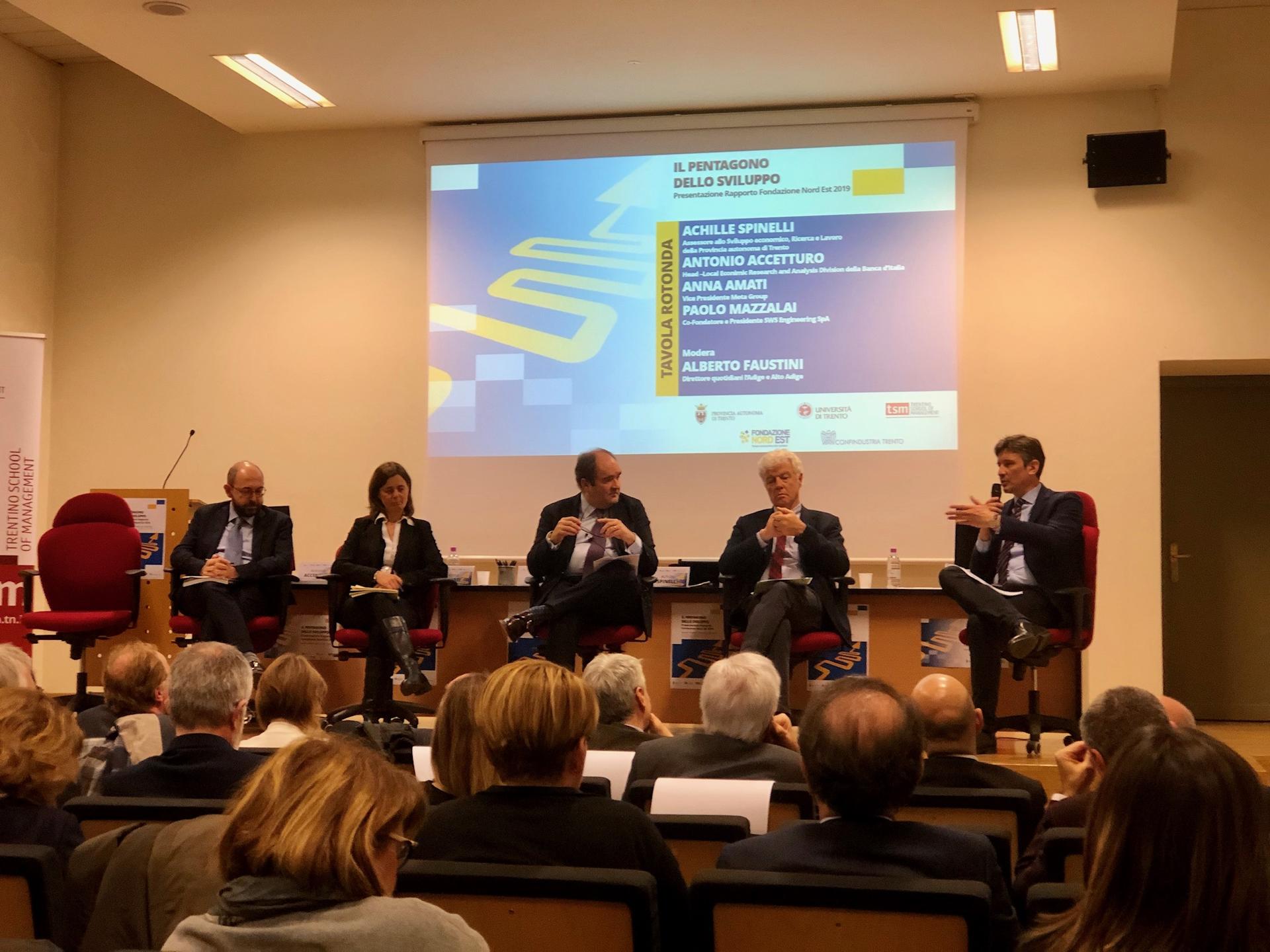 Il Trentino è al vertice dello sviluppo economico e sociale dell’Italia Presentato il Rapporto 2019 della Fondazione Nord Est sulle cinque regioni che formano il Pentagono dell’economia.