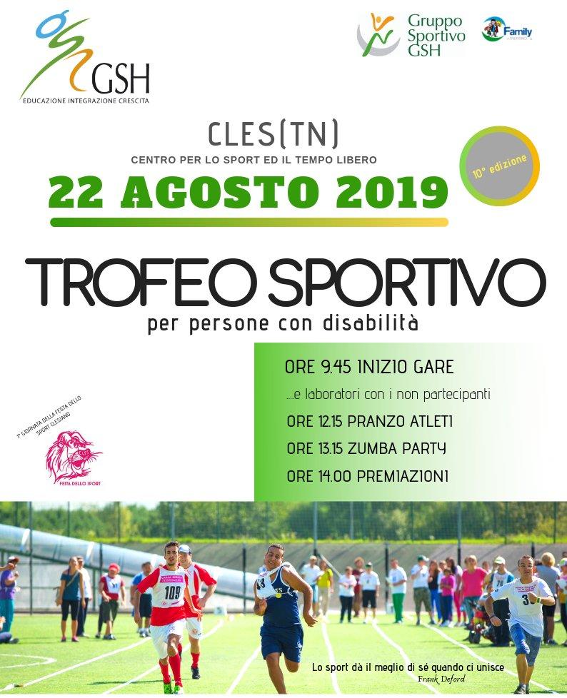 Giovedì 22 agosto, al Centro per lo sport e il tempo libero di Cles, si terrà la decima edizione del Trofeo sportivo per persone con disabilità organizzato dalla cooperativa sociale GSH.