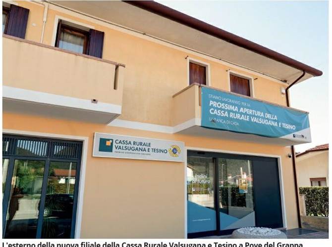 La Cassa Rurale Valsugana e Tesino ha aperto una nuova filiale a Pove del Grappa Lunedì 12 ottobre, a Pove del Grappa, la Cassa Rurale Valsugana e Tesino ha aperto una nuova filiale. Una filiale, nelle parole del sindaco di Pove del Grappa Francesco Dalmonte, di cui Pove aveva bisogno.