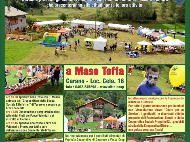 23 settembre, festa del volontariato Organizzano l'evento 37 associazioni e cooperative che operano nell’ambito socio-sanitario delle valli di Fiemme e Fassa. Appuntamento a Maso Toffa dalle 10.30.